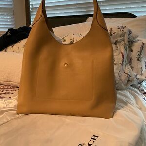 Coach Leather Hobo Tote Bag in a Yellowish Tan